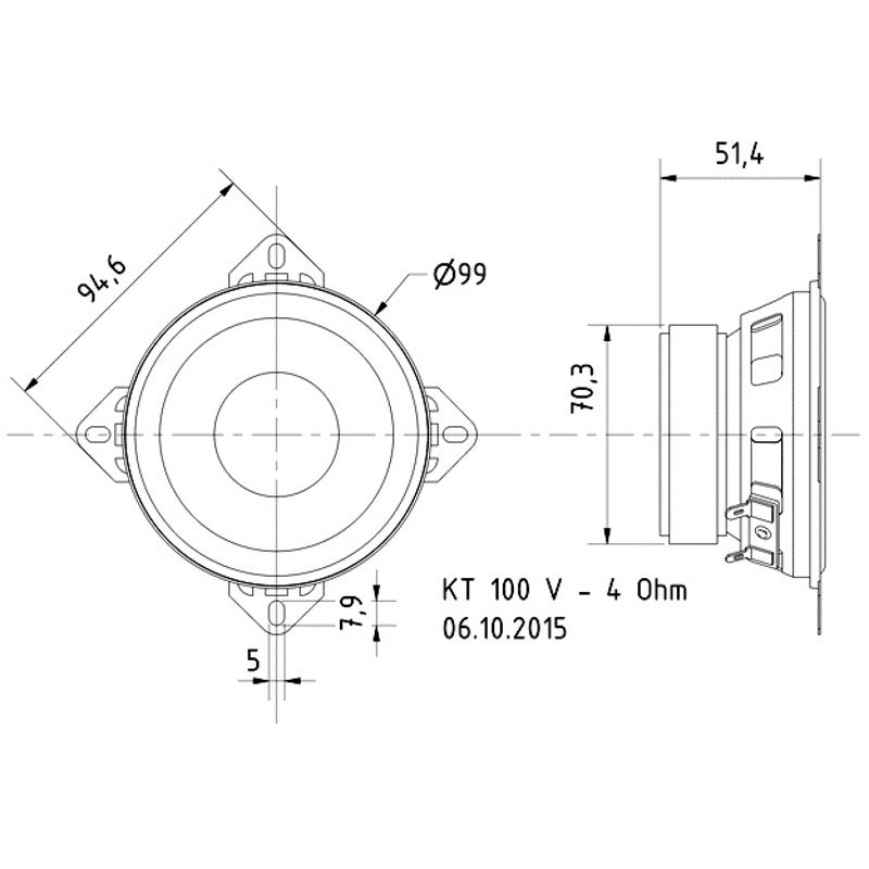 Visaton KT 100 V 4 inch woofer 4 Ohm