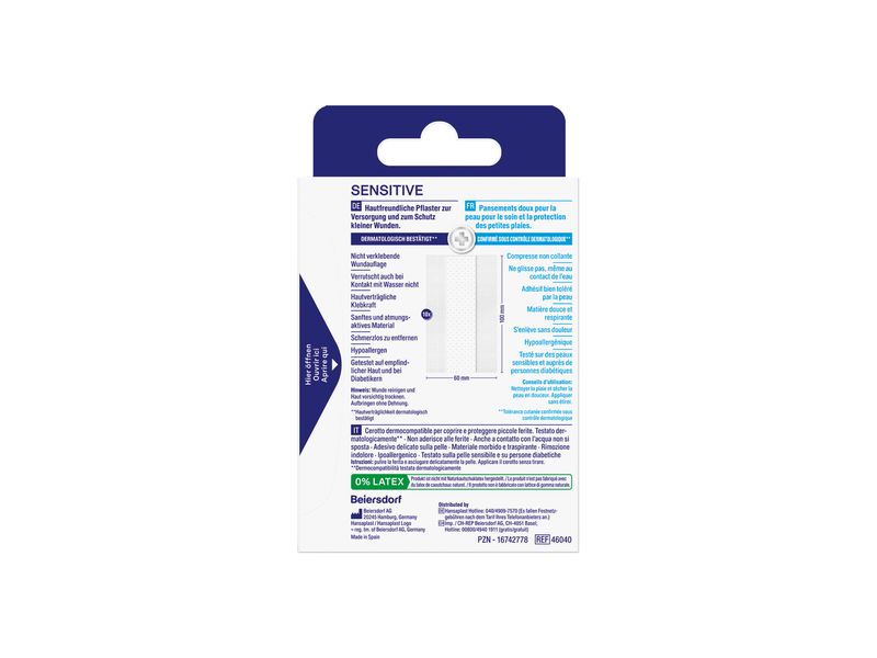 Hansaplast Wundpflaster Sensitive 10 cm x 6 cm 10 Stück Pflaster für empfindliche Haut zum Zuschneiden