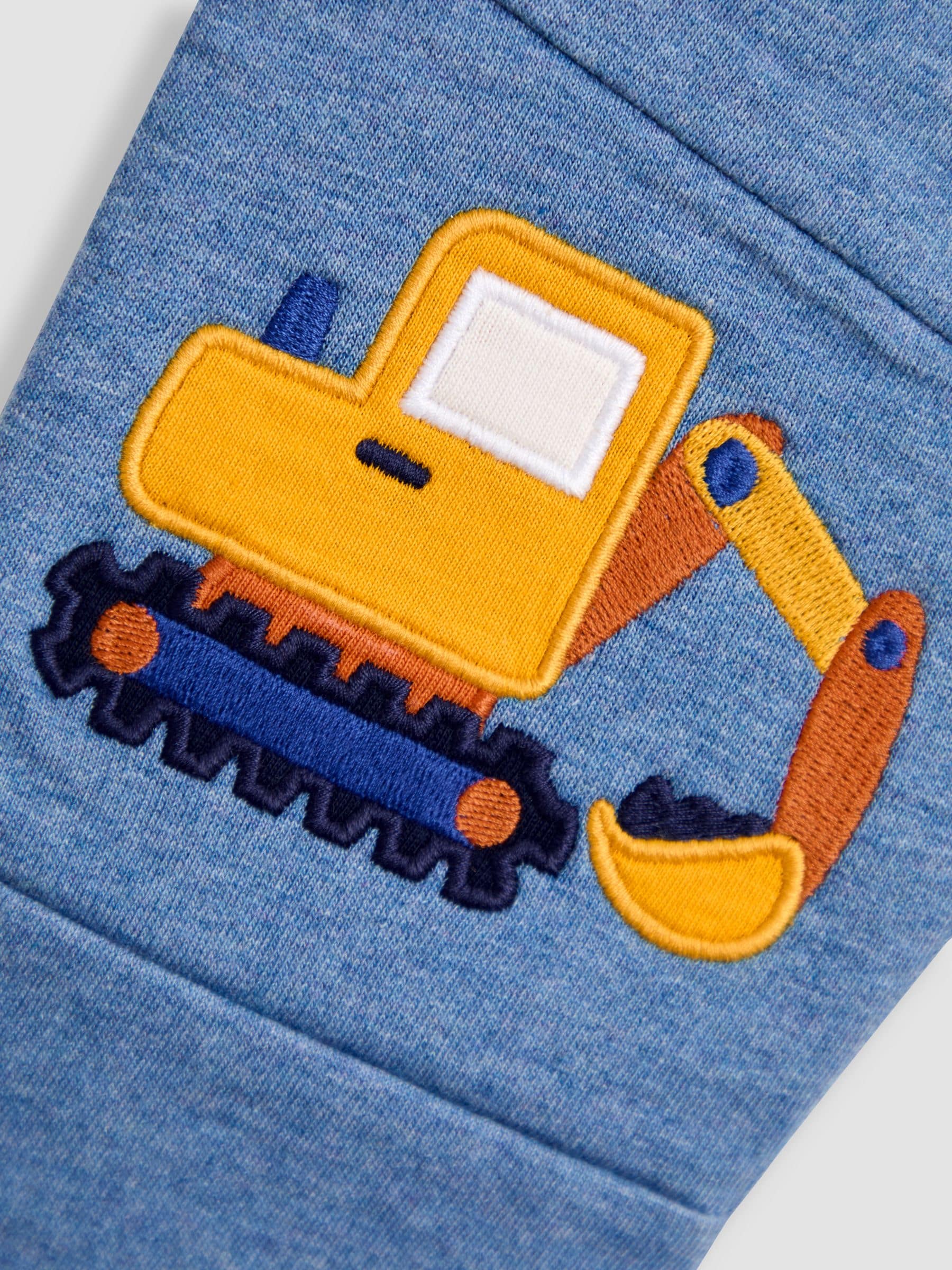 Blauw graafmachine - JoJo Maman Bébé 2-Pack Appliqué Knie & Effen Joggingbroeken
