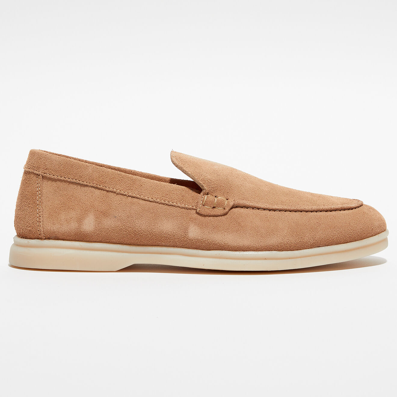 Loafers Mocassins en Velours de Cuir Léo beiges
