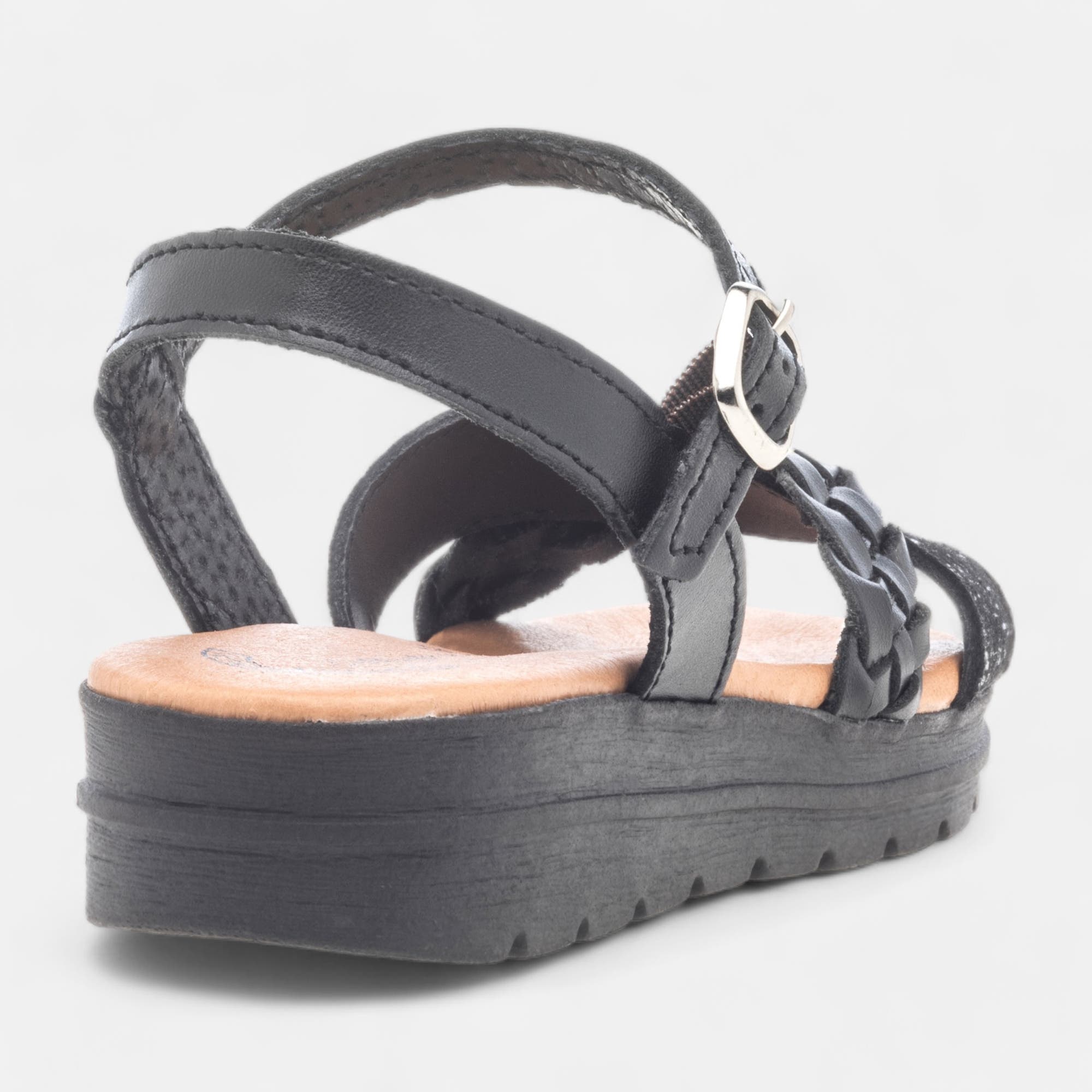 Sandales Fille en cuir noir