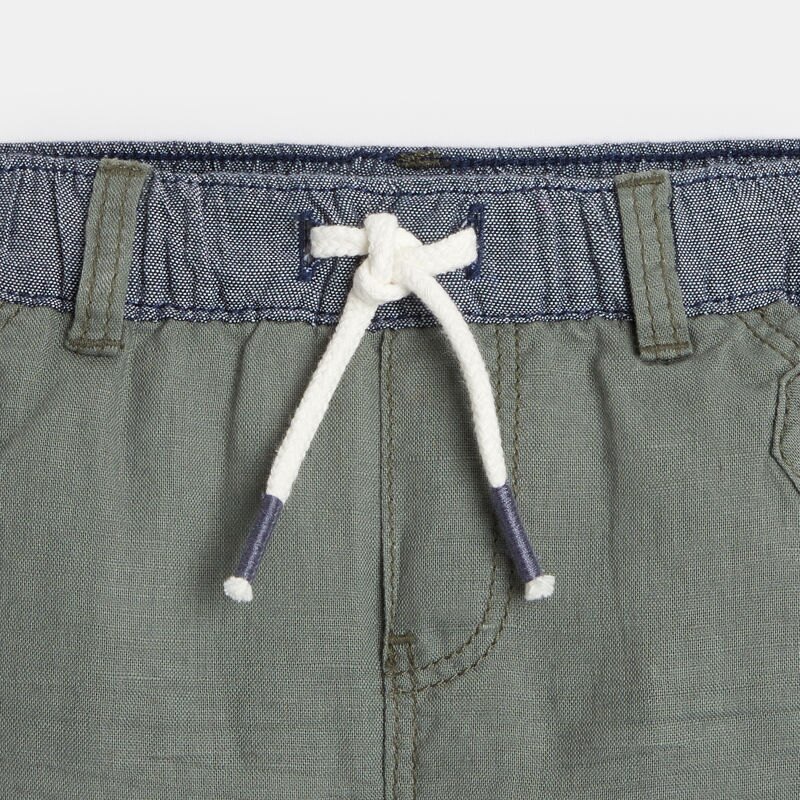 Short en lin et coton vert bébé garçon Vert