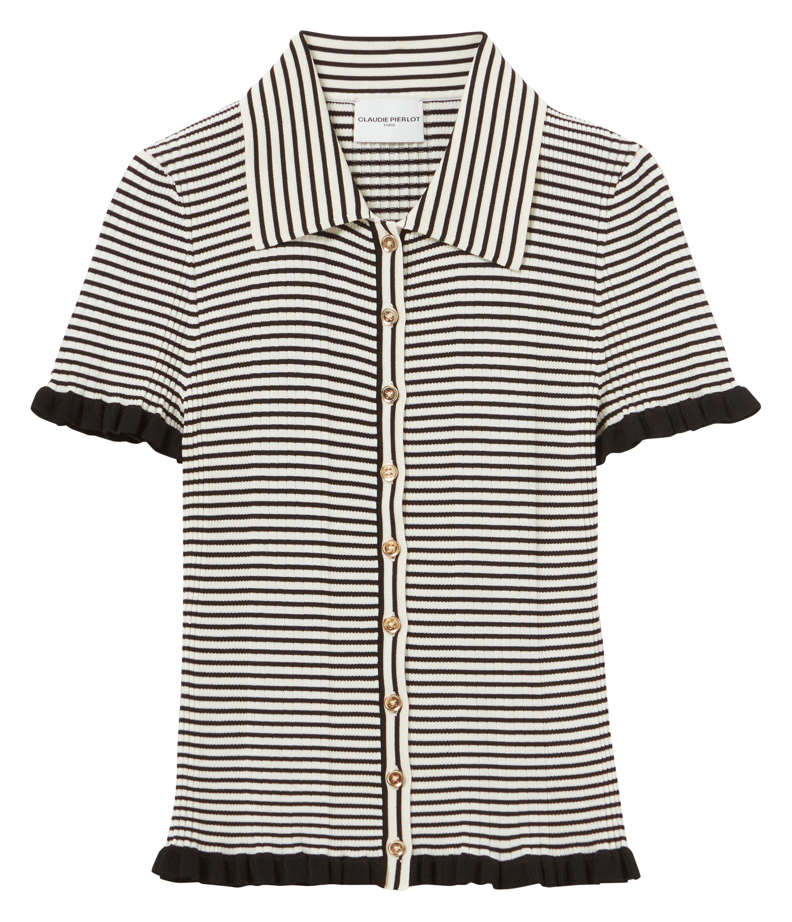 Top moulant col classique| Blanc