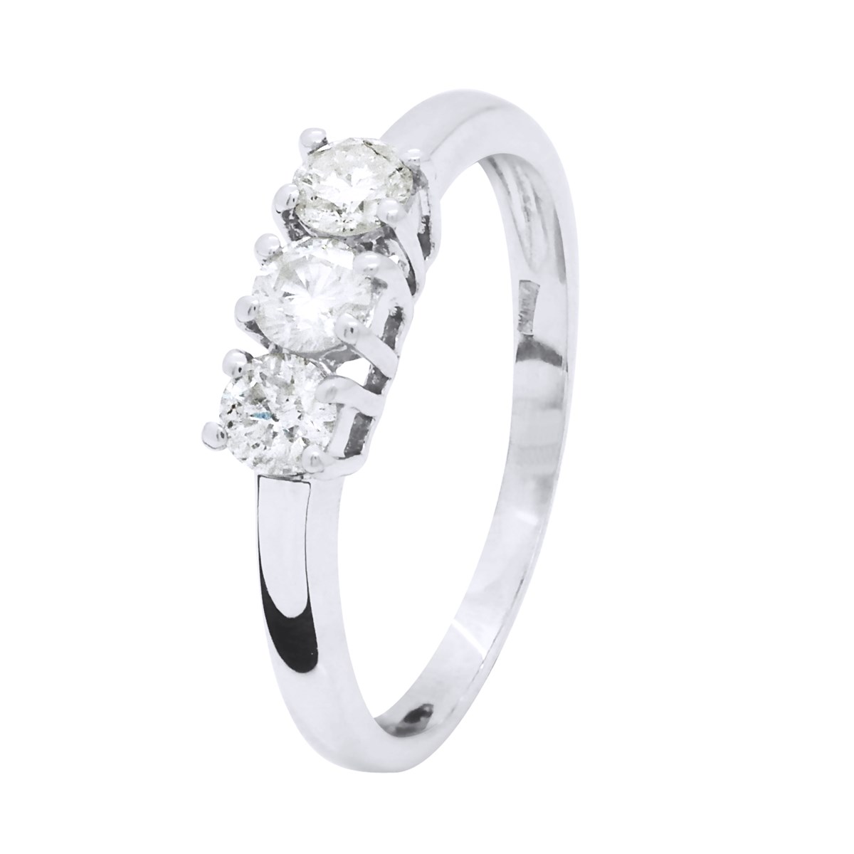 Bague TRILOGIE Diamants 0,50 Cts Serti Griffes Or Blanc 18 Carats