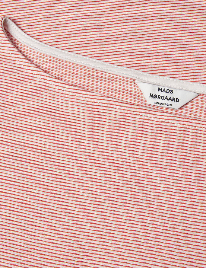 Mads Nørgaard - Copenhagen Crisp Jersey Silke Tee LS Rød og hvid med striber