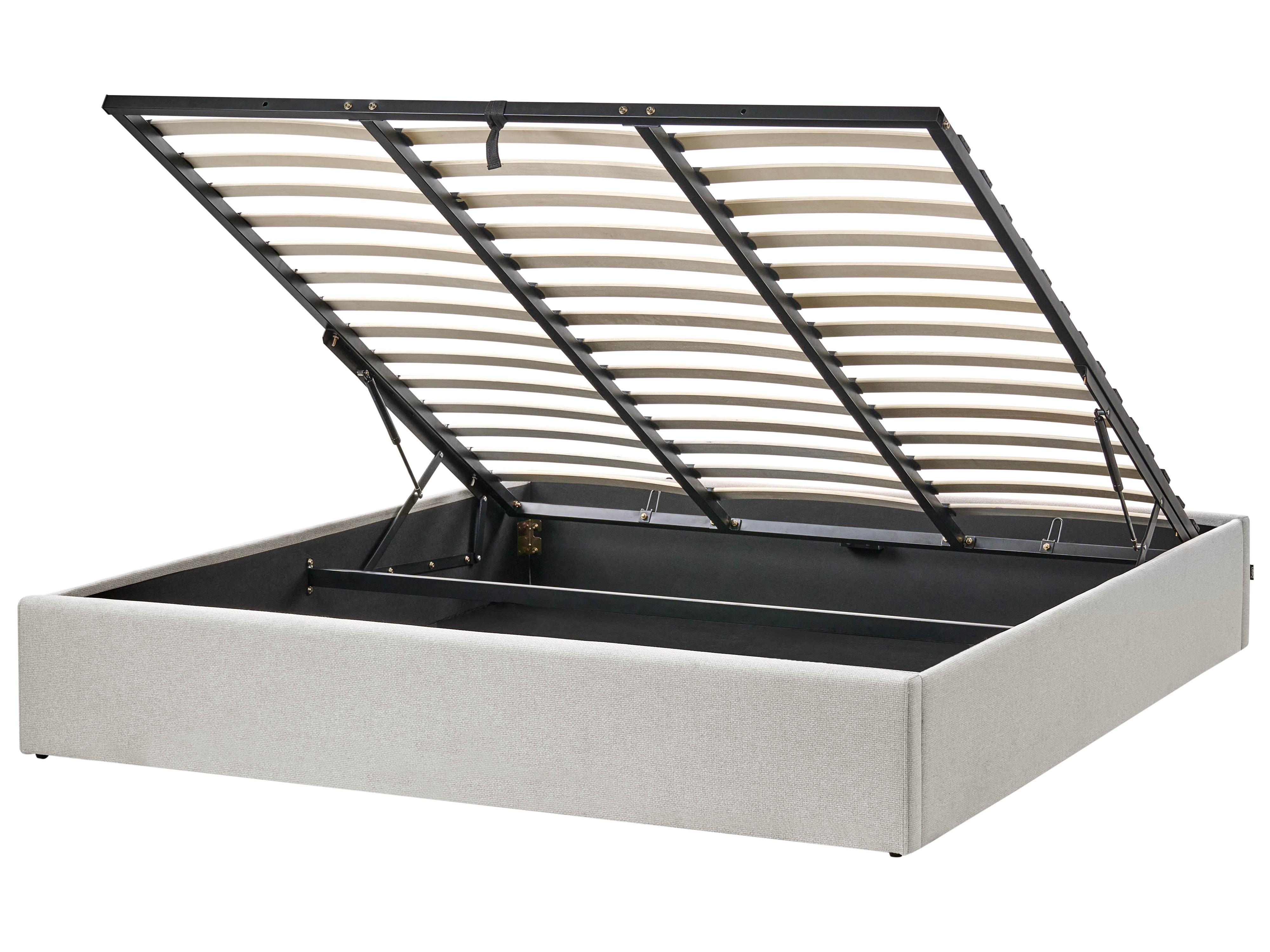 Opbergbed zonder hoofdbord Stof DINAN 180 x 200 cm Lichtgrijs