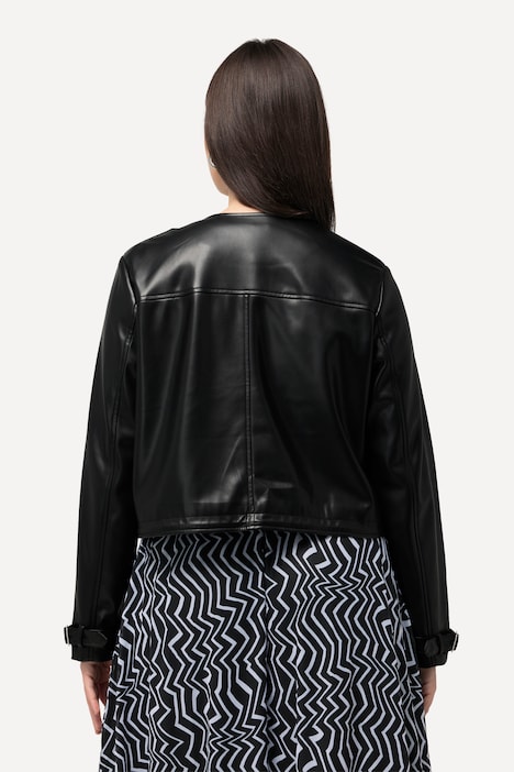 Jacke, Lederoptik, 2-Wege-Zipper, Schulterklappen