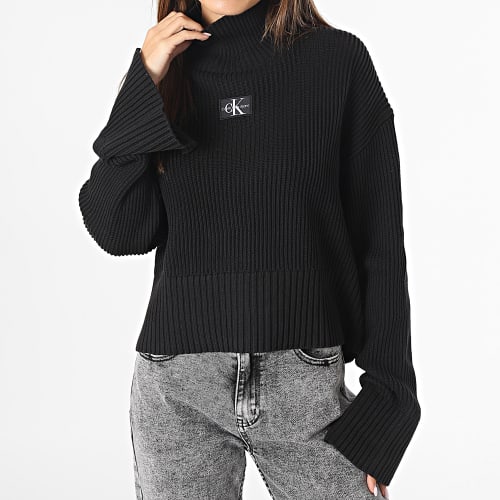 Pull Crop Col Roulé Femme 2250 Noir