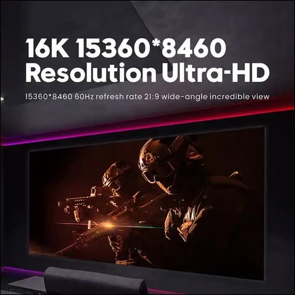 NÖRDIC 2m nylonflettet Displayport 2.1 kabel DP80 UHBR20 80Gbps 16/10/8K60H 4K165/144Hz DSC1.2a HDR HDCP2.2 FreeSync G-Sync
