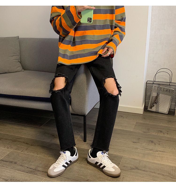 POSI - Versleten cropped straight leg jeans