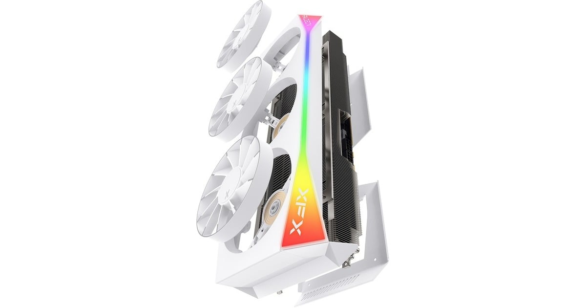 XFXRadeon RX 9070 XT OC Mercury RGB Magnetic Air grafische kaart  (Wit, RDNA4, GDDR6, 3x DisplayPort, 1x HDMI 2.1)