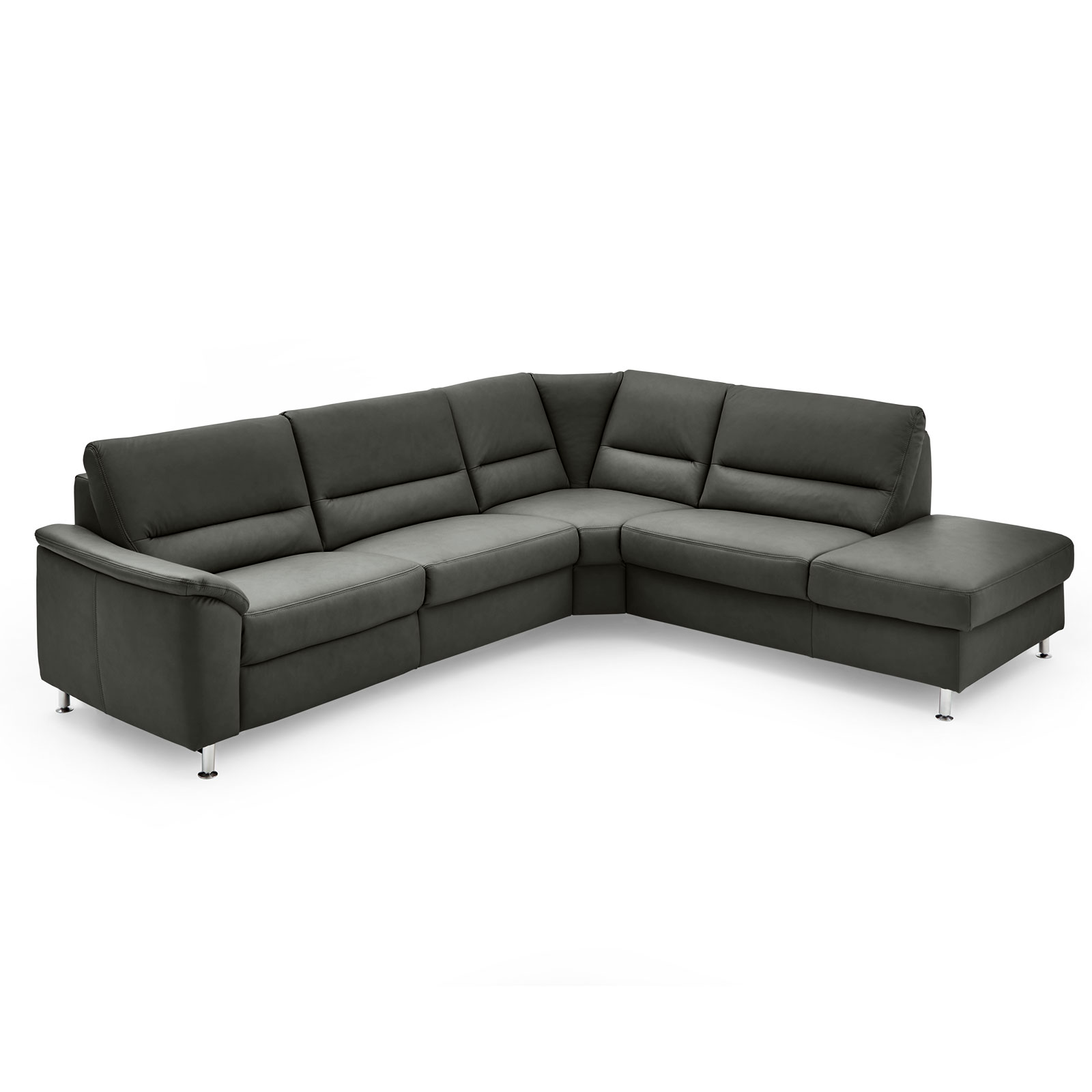 polsterpower Ledersofa - anthrazit - Basismodell - Anstellhocker rechts