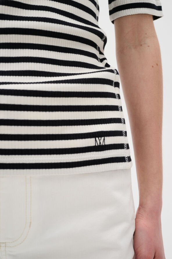 InWear DagnaIW Striped V T-Shirt Black / whisper white