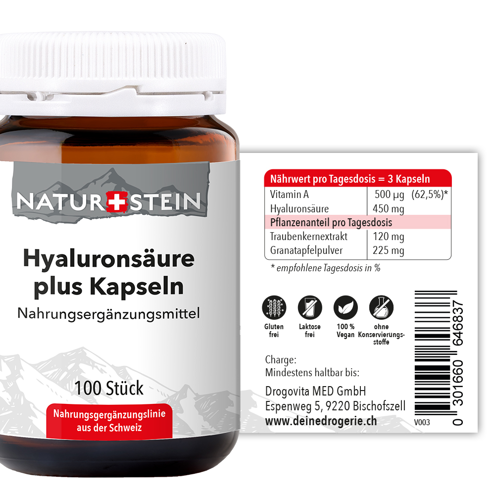 NATURSTEIN Hyaluronsäure plus Kaps Glas 100 Stk