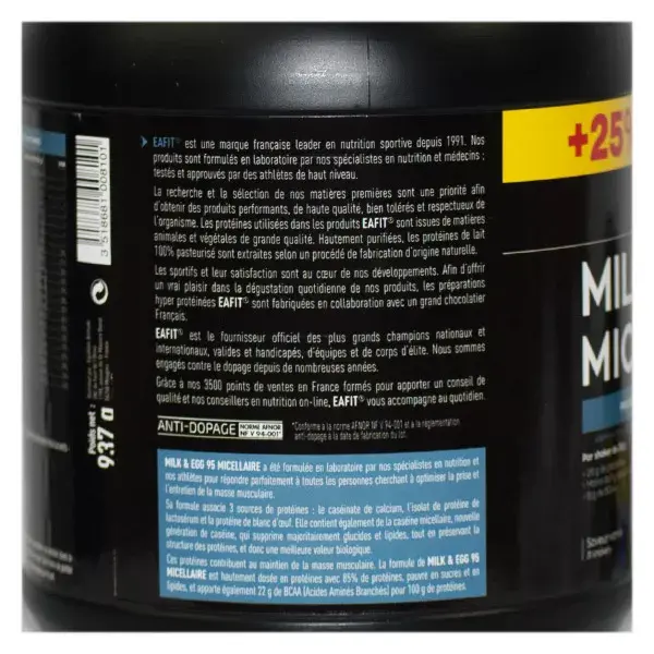 Água Micelar Eafit Milk & Egg 95, Sabor Baunilha, 750g