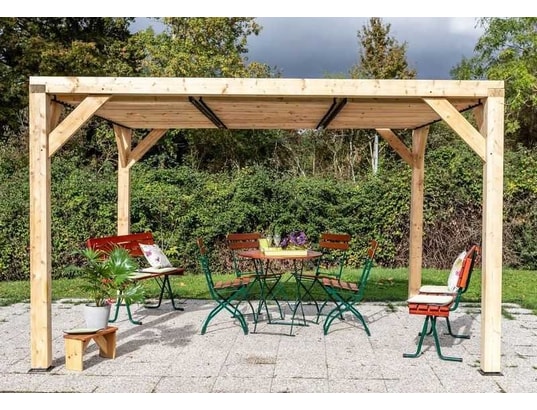 HABRITA - Auvent veneto bois avec ventelles toit - s.h.t. : 12,20 m2 ...