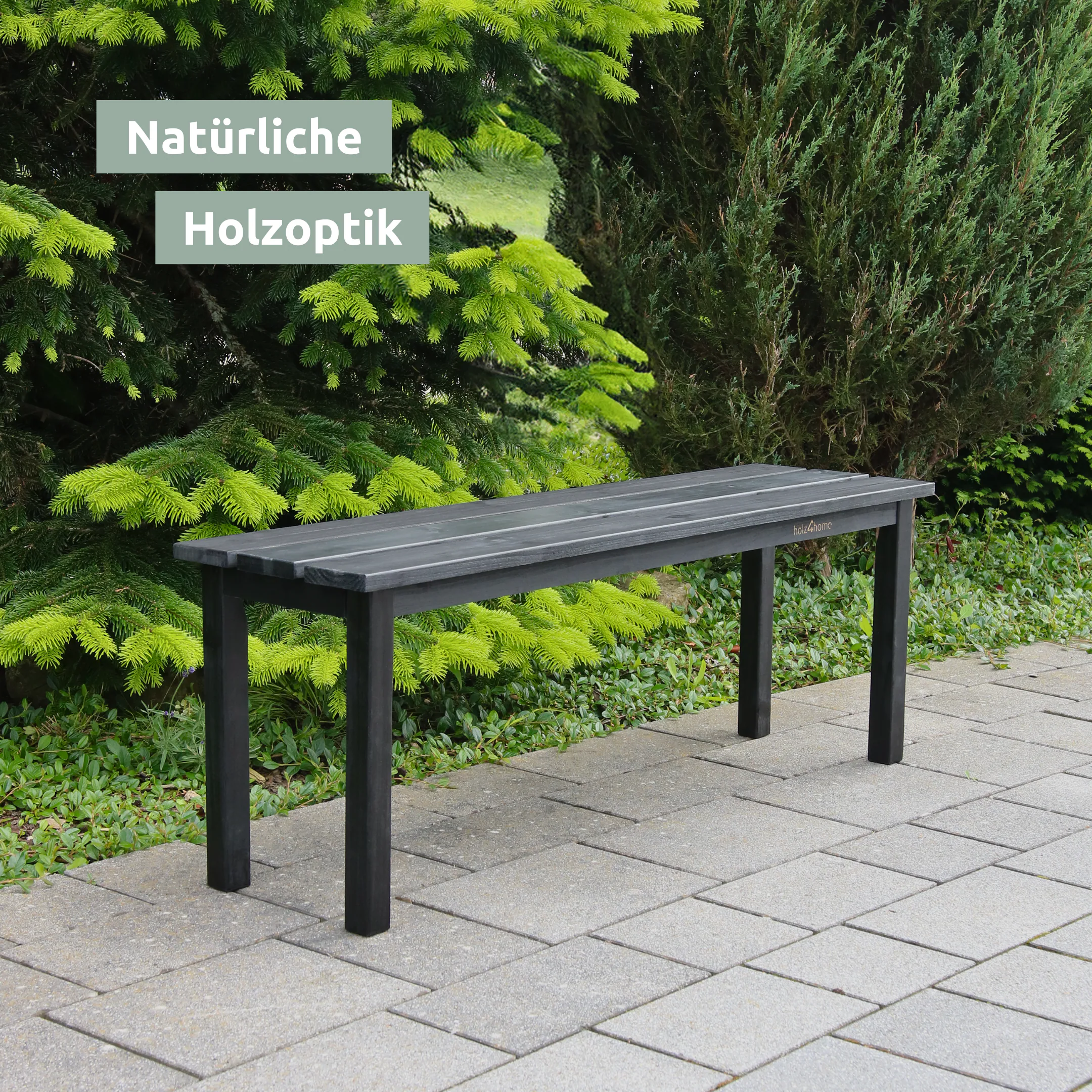 holz4home® Gartenbank aus Tannenholz I Bis zu 150 Kg Traglast I Holzbank 118cm lang | Natur