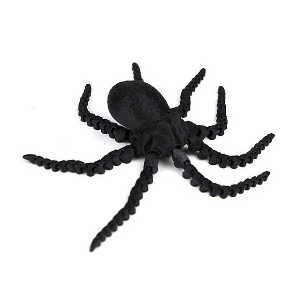 (22cm) Anti Stress 3D Druck Oktopus Spielzeug Flexible Tentakel Tier Modell Fidget Spiel - Schwarz