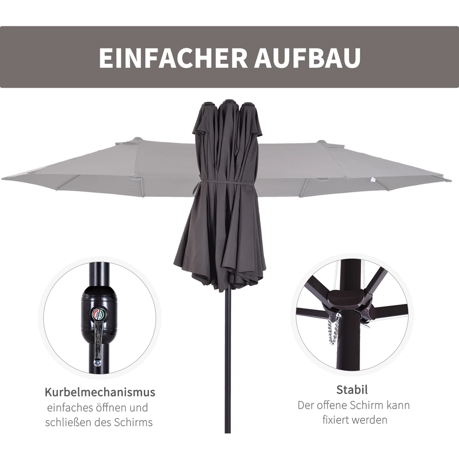 Outsunny Marktschirm mit Handkurbel grau