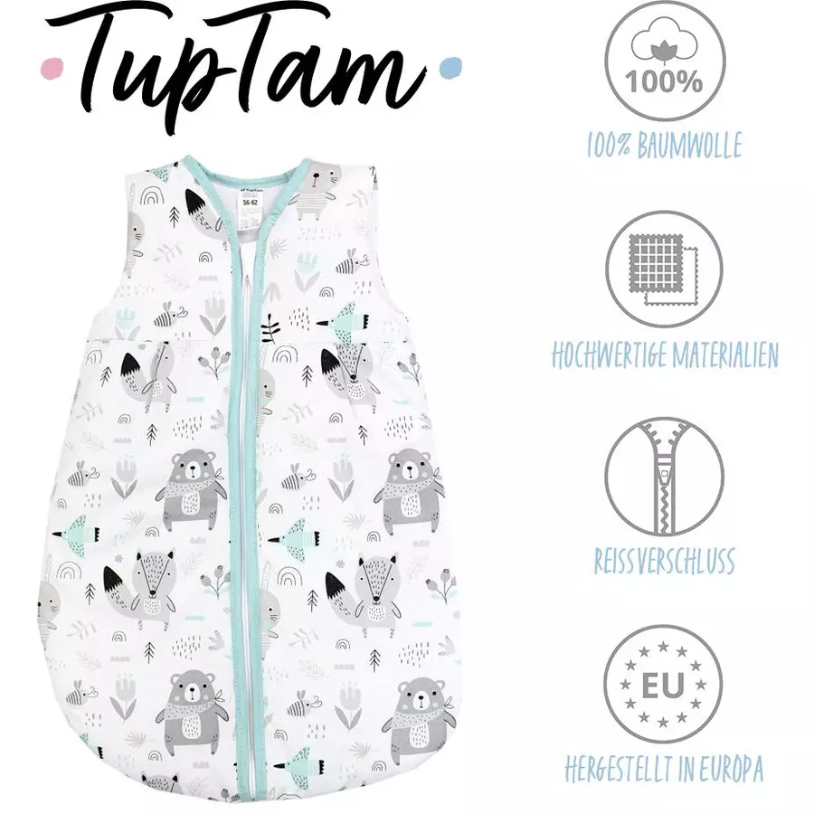 TupTam Baby Ganzjahres Schlafsack Ärmellos Wattiert graugrün