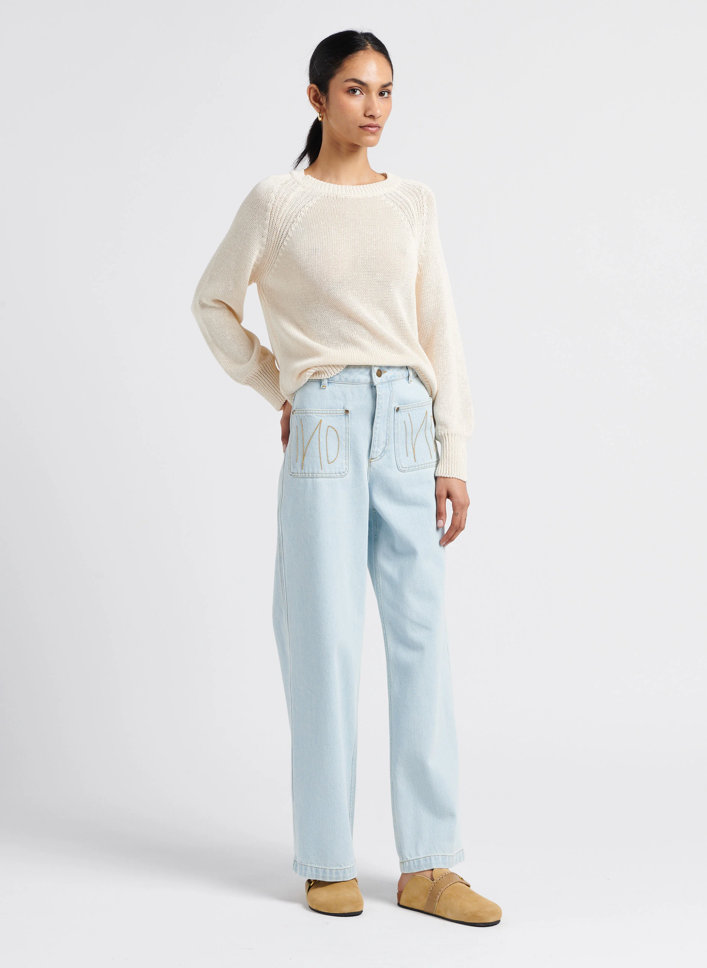 GEORGETTE - Mules en cuir | Beige