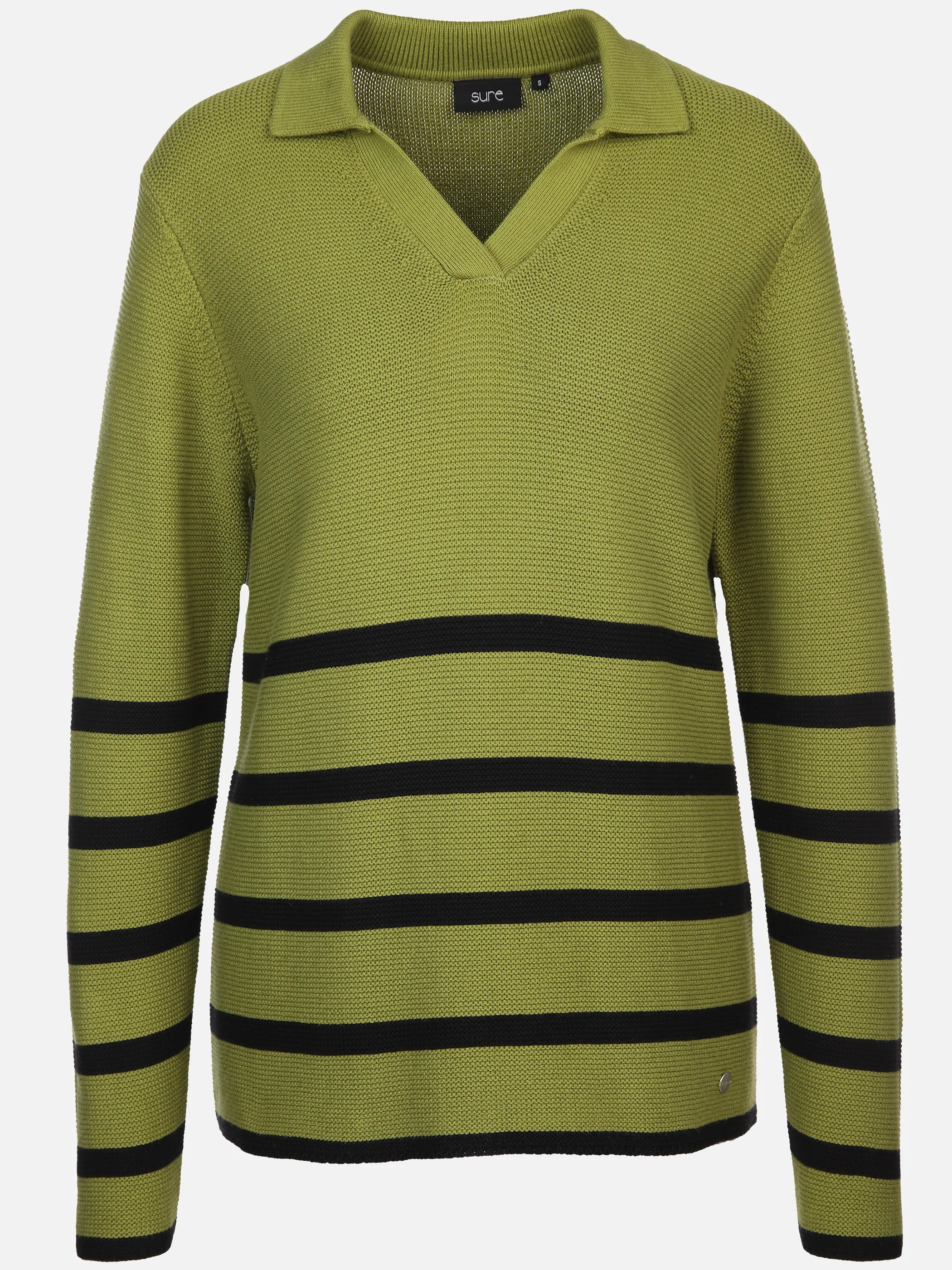 Damen Pullover mit Polokragen und Streifen
