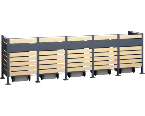 WESTMANN Planum opbergkast met 5 bakken, 410 x 90 x 120 cm, hout-antraciet