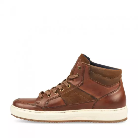 Baskets MARRON DENIM SIDE CUIR