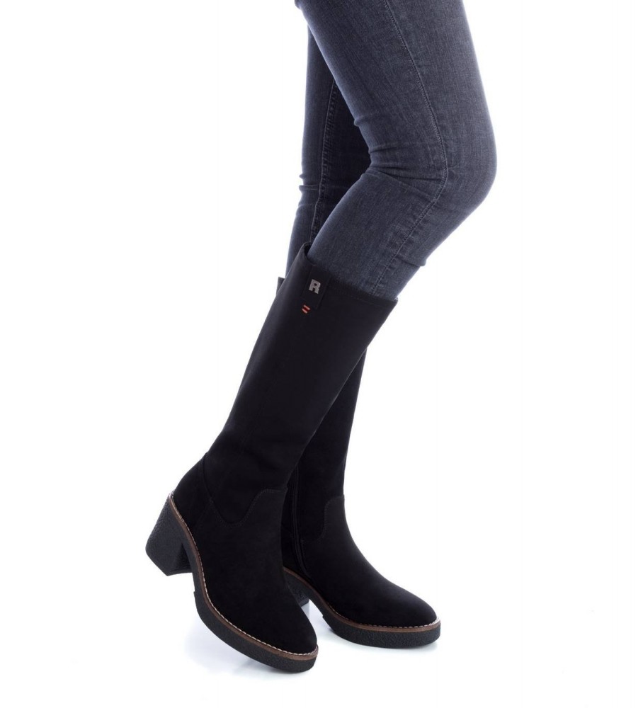 Botas Refresh em camurça preta - Salto de 7 cm