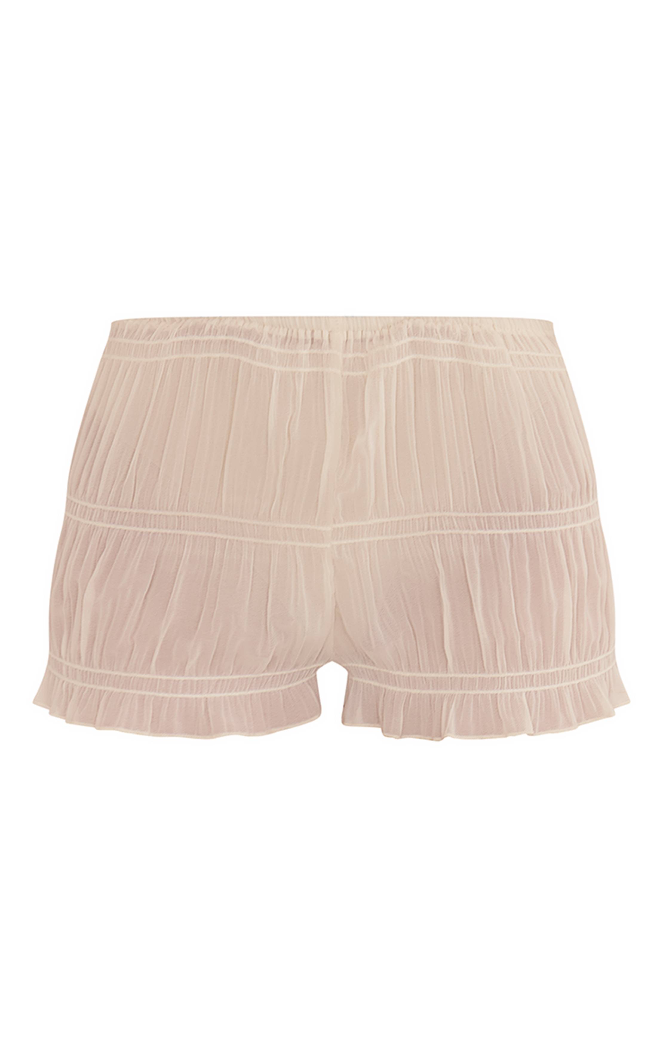 Crème Short Mini En Mousseline Froncé