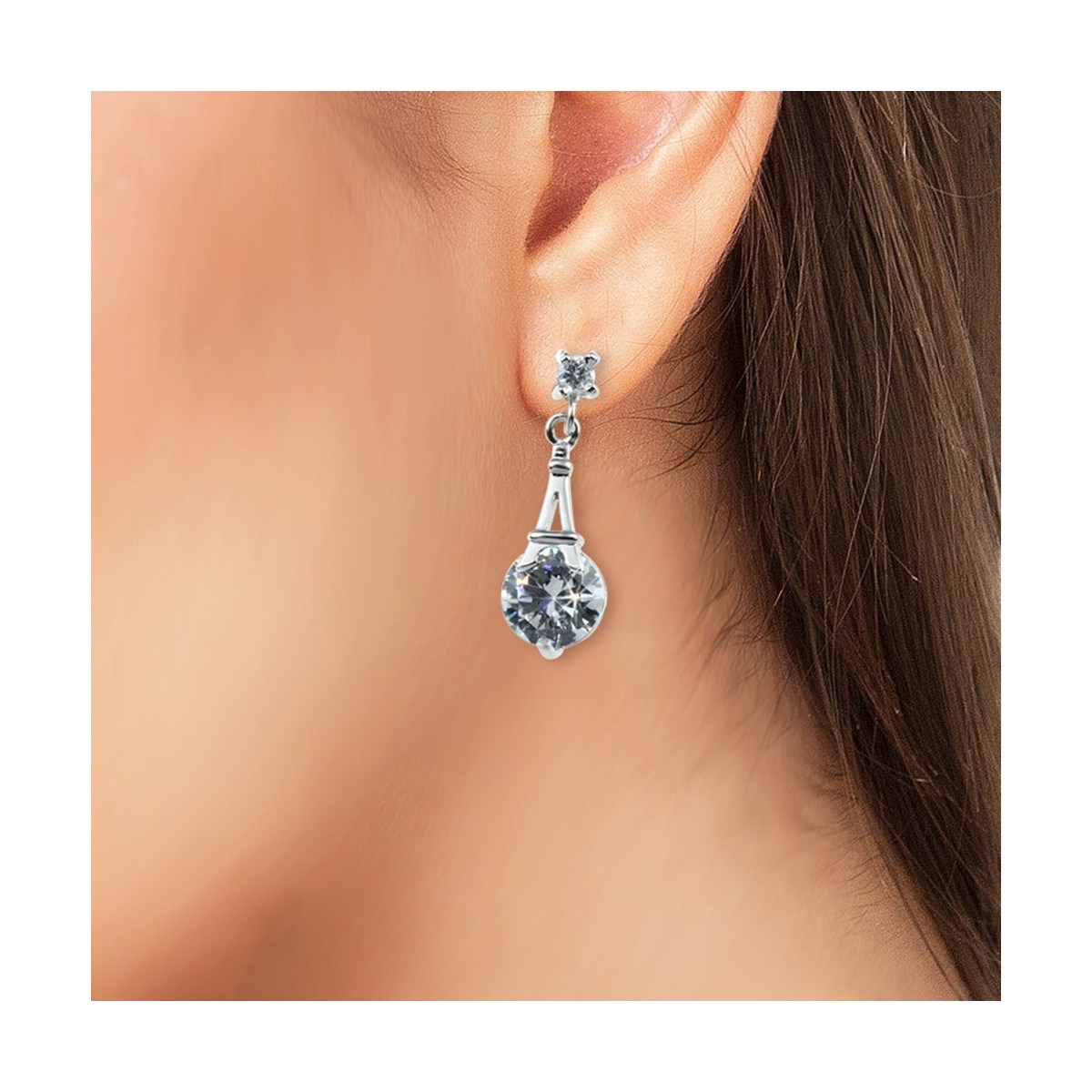 Boucles d'oreilles Tour Eiffel SC Crystal orné de Cristaux scintillants