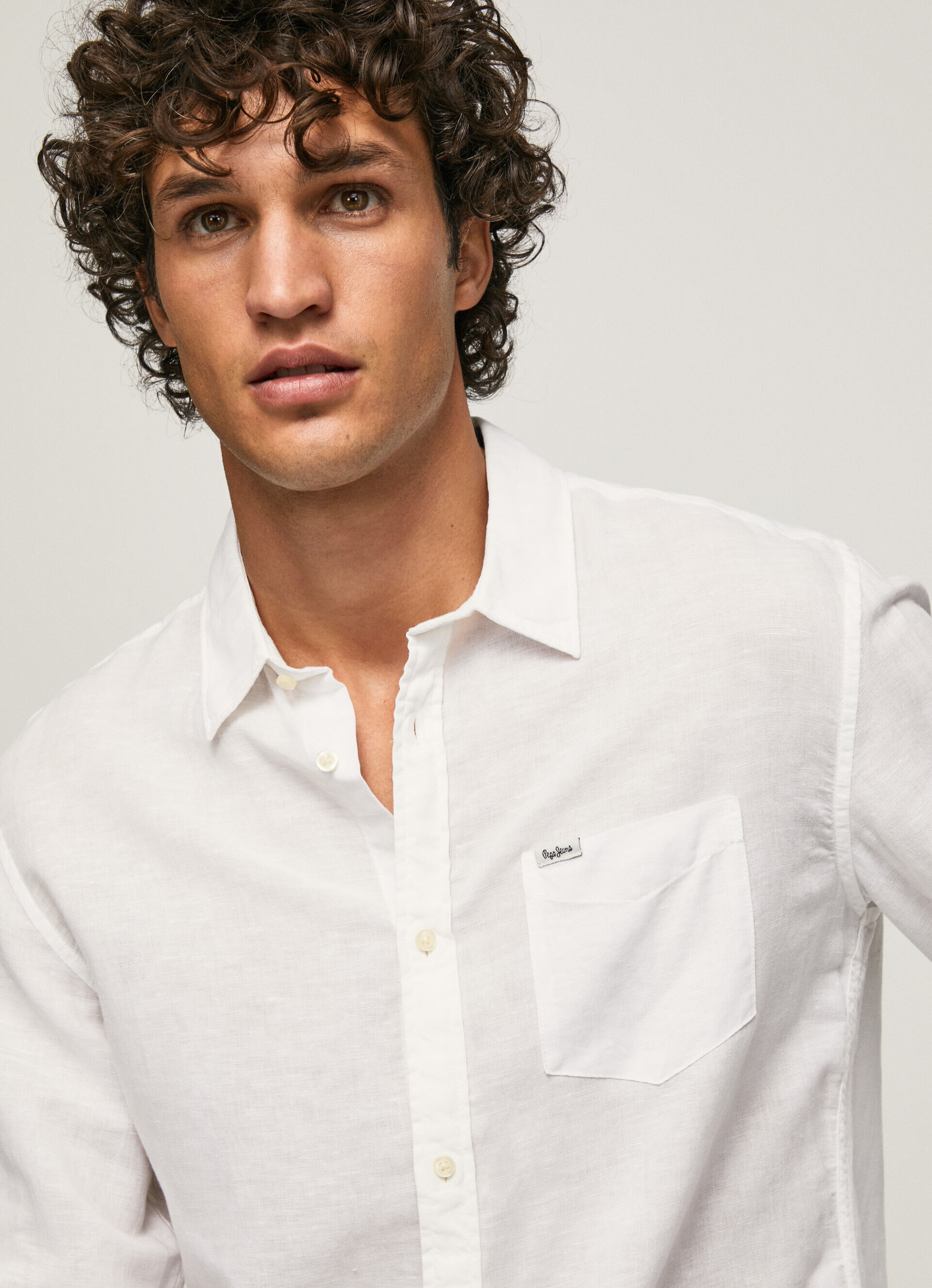 Camisa de linho de manga comprida Parker - branca