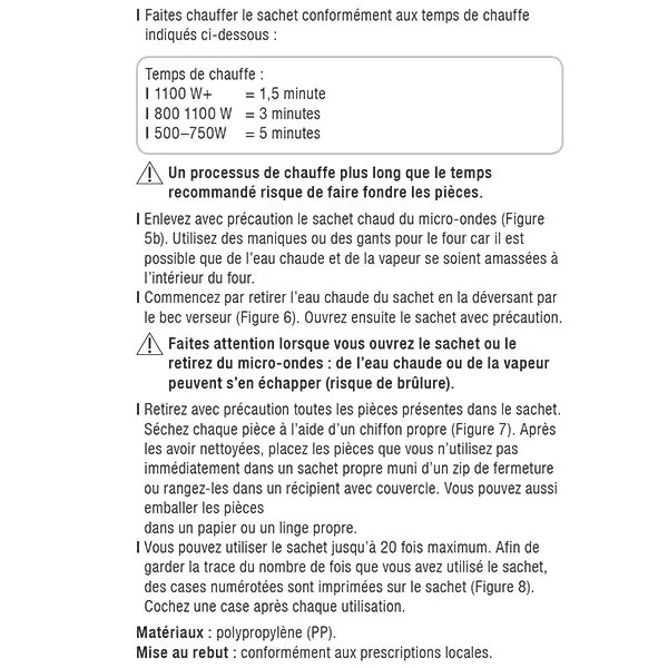 Sachês de esterilização para micro-ondas Medela Quick Clean, 5 unidades.