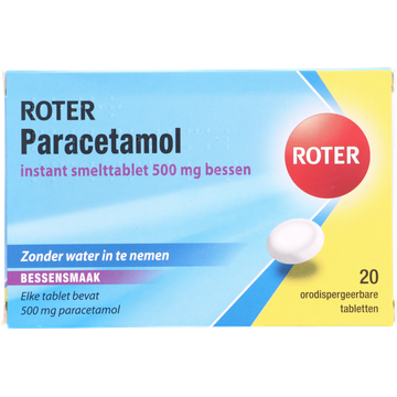 Roter Paracetamol 500 mg Instant smelttablet bessensmaak, 20 stuks