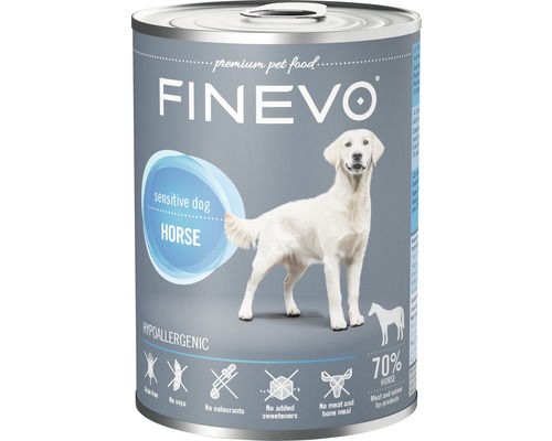 FINEVO Sensitive Dog natvoer voor honden, puur paard, 800 g, monoproteïne, enkelvoudig eiwit