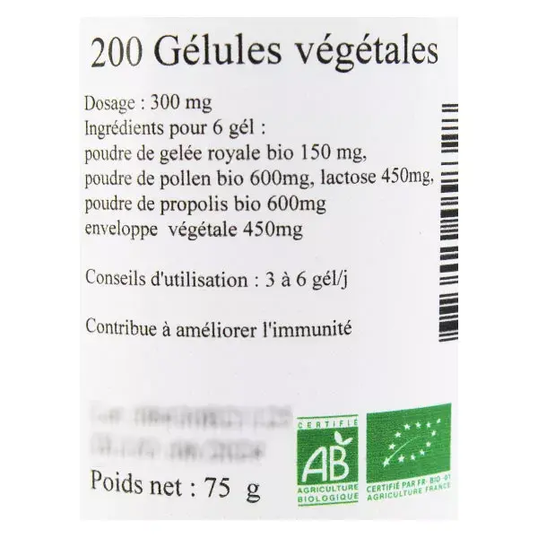 Le Comptoir de l'Apothicaire Geléia Real Orgânica com Pólen e Própolis, 200 cápsulas vegetais