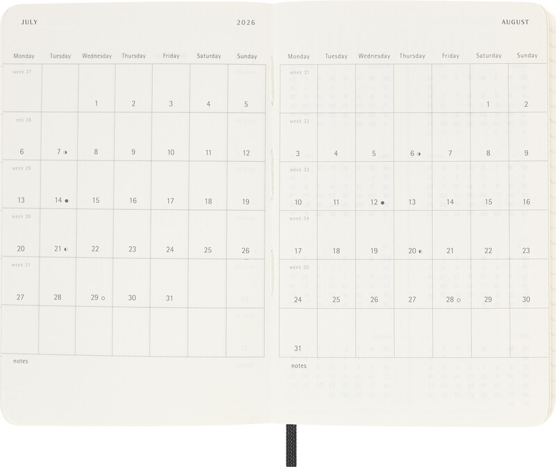 (1W/2S) 9x14cm Soft Cover Weekly Schüleragenda Zeitplanungssystem Wochenkalender 2025-2026 (8056999270704) - Schwarz