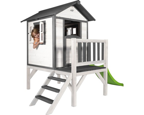 Sunny Lodge XL houten speelhuis, grijs en wit