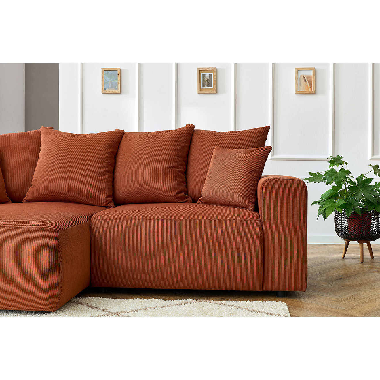 Bobochic Canapé d'angle fixe gauche Enjoy orange - 237x147x95 cm