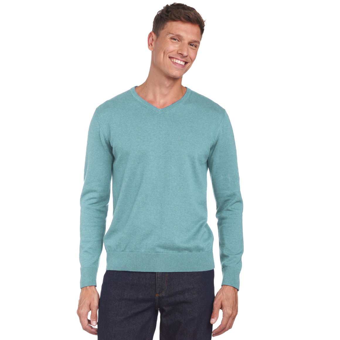VanVaan Herren Strickpullover mit V-Ausschnitt helltürkis