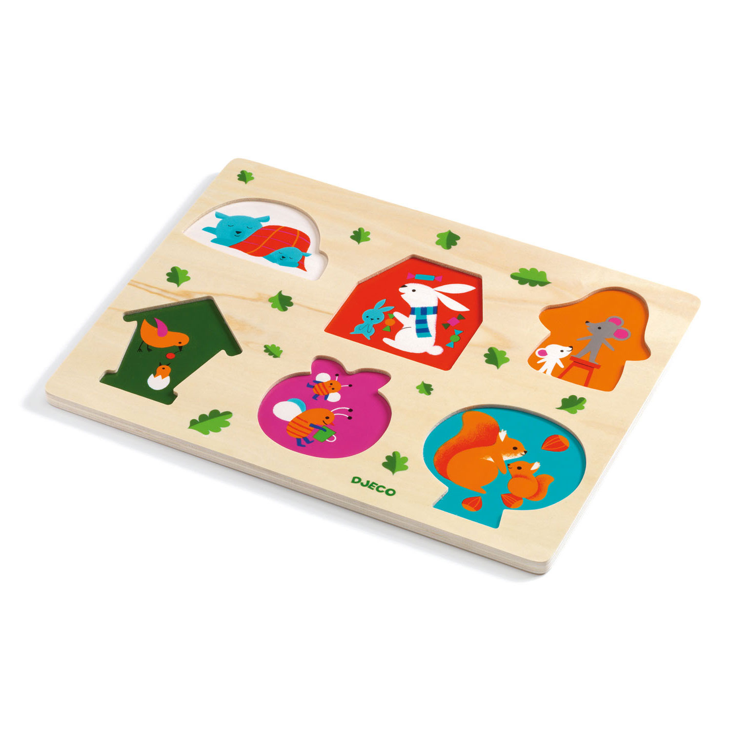 Djeco Houten Puzzel Dieren Huis, 6st.