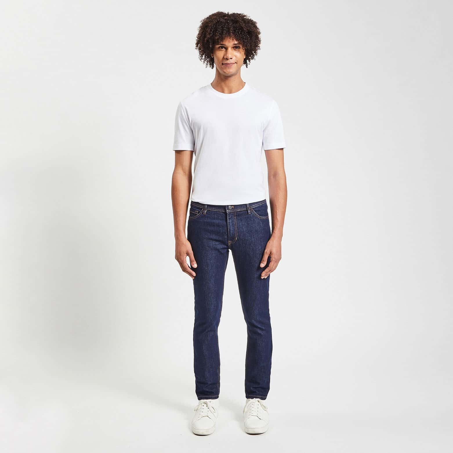 Jean slim en coton et polyester recyclés Bleu
