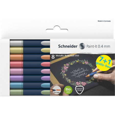 Schneider Paint-It 050 Metallic Rollerball 8er-Etui Tintenroller - 0.4 mm