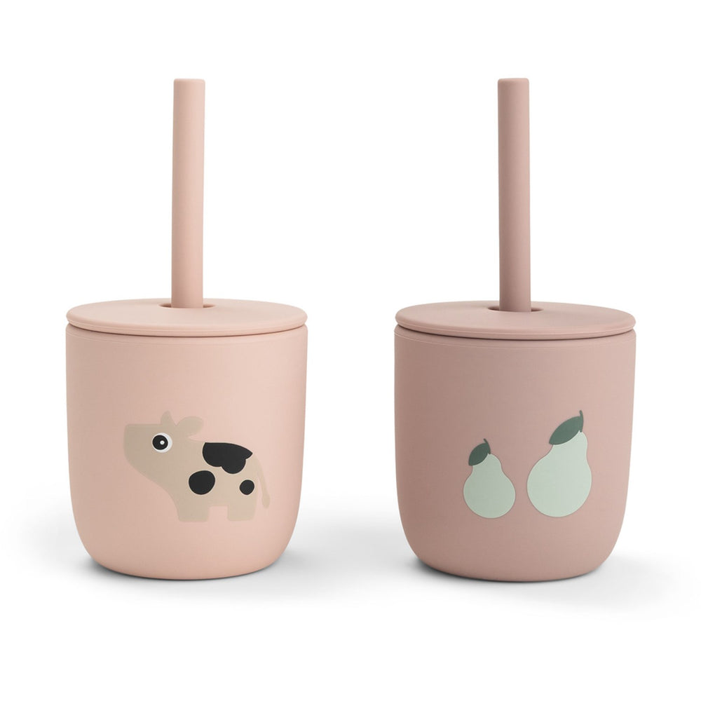 Køb DonebyDeer Tiny Farm Powder Silikone Sugerørskop 2-Pak