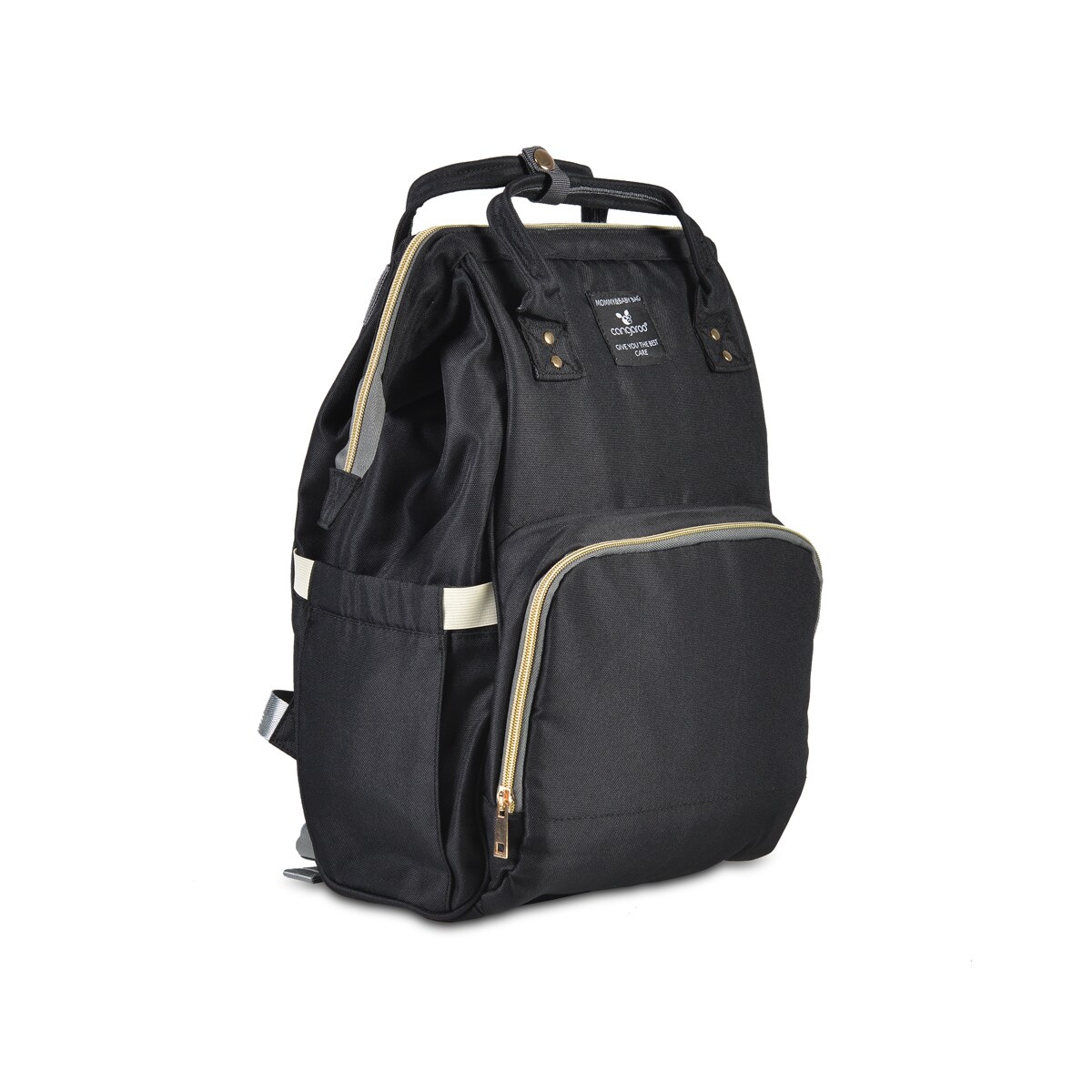Cangaroo Kinderwagentasche Amelia, Rucksack Hauptfach, Seitenfächer Tragegriffe schwarz