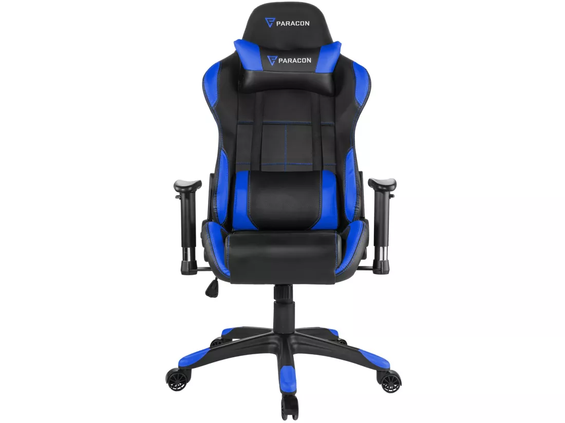Paracon Rogue Fauteuil de gamer avec oreiller cervical et soutien lombaire, bleu.