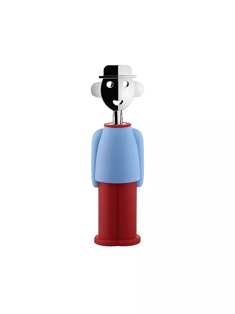 ALESSI Korkenzieher Alessandro M. Hellblau/Rot bunt