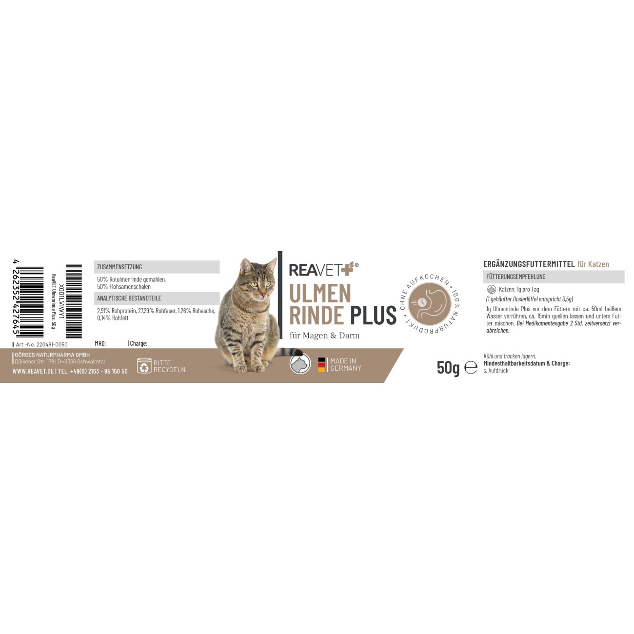 REAVET Ulmenrinde Plus für Katzen 50g