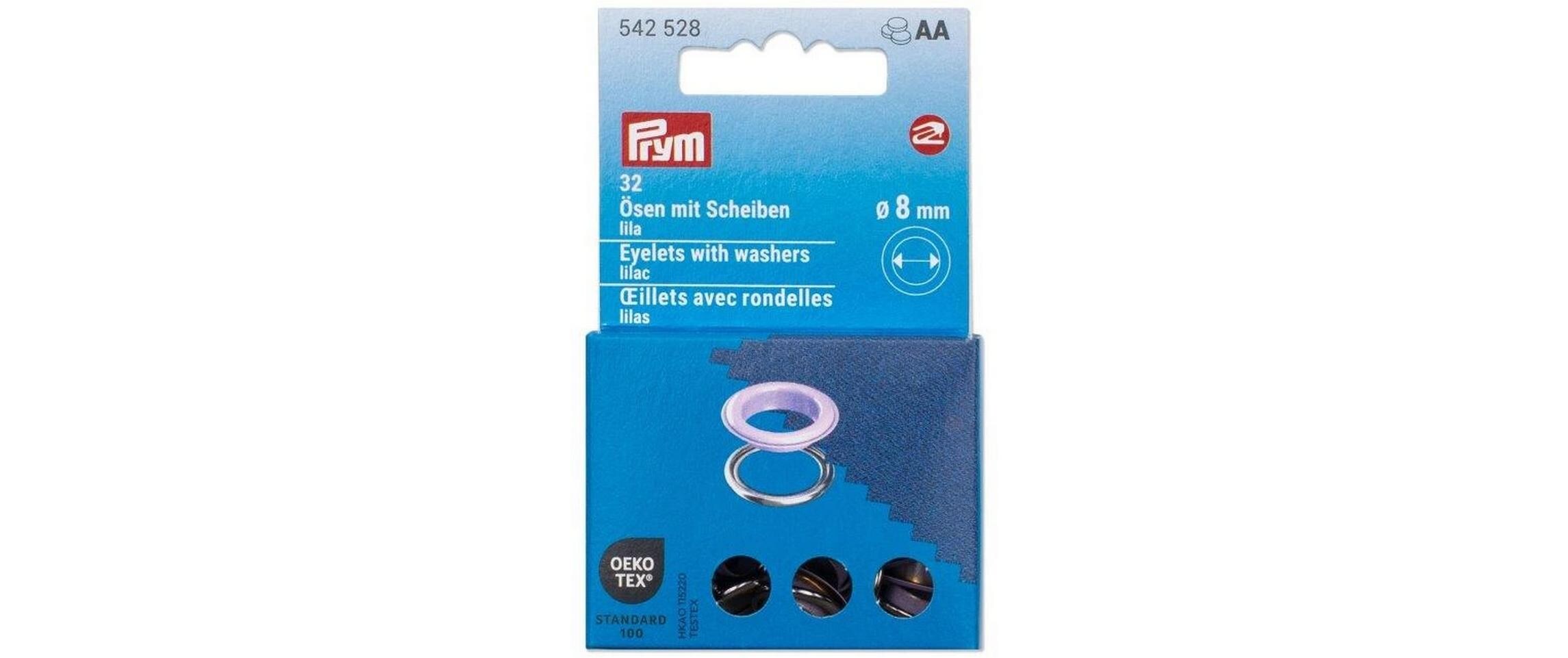 Ösen mit Scheiben, 8 mm Lila, SilberNähfreie Ösen