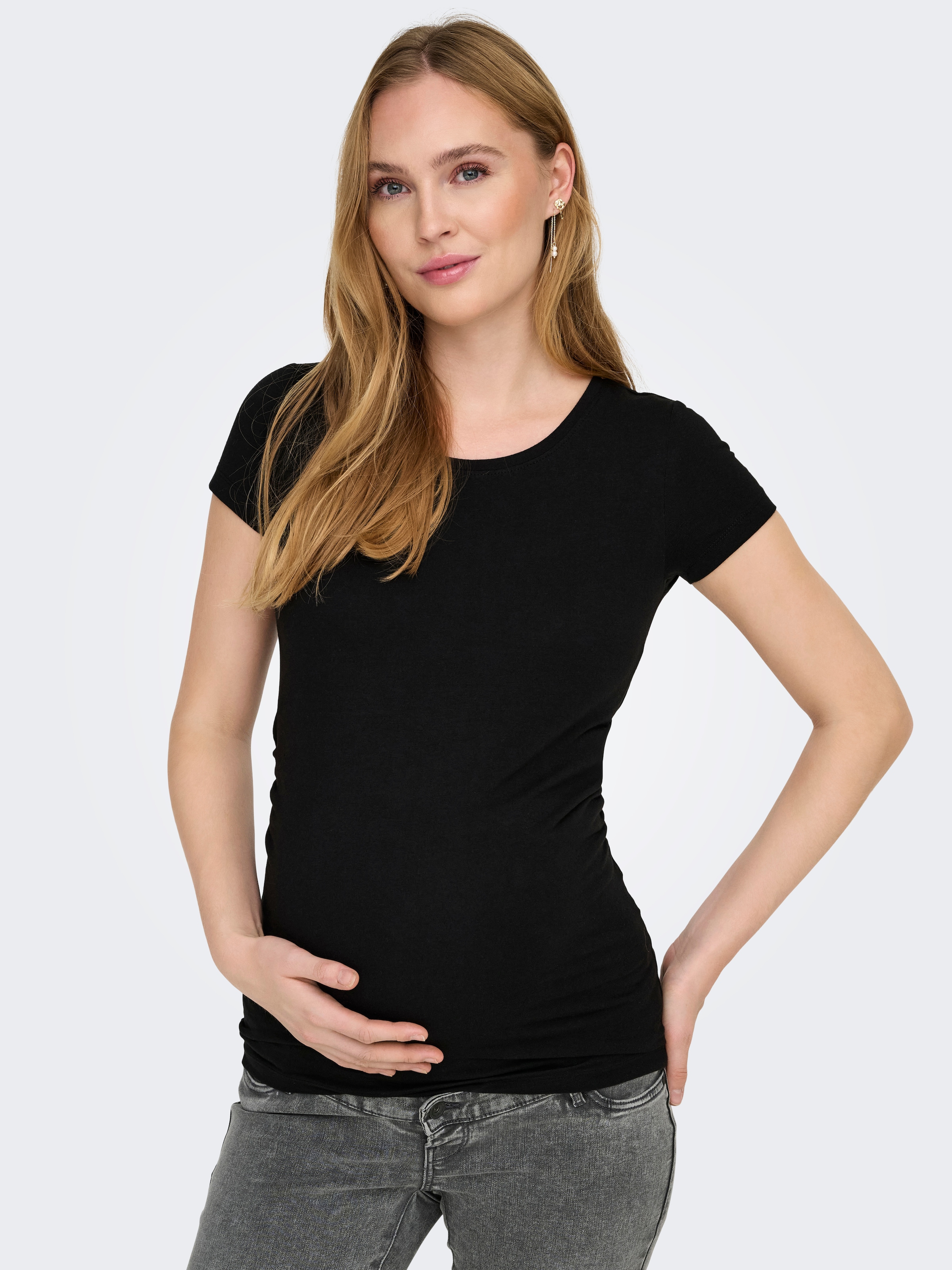 ONLY MATERNITY Umstandsshirt »OLMLOVELY S/S ONECK TOP 2PACK JRS NOOS«, 2 Stk.